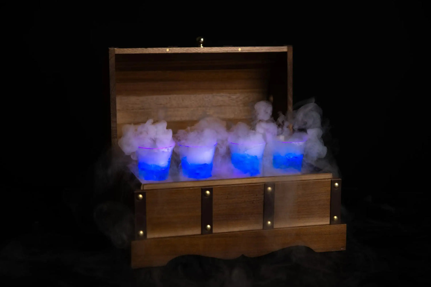 Dual pack LED treasure chest cocktail holder with shots and cocktail inserts 4