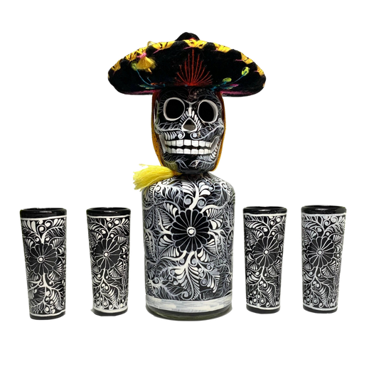 Black Mexskeleton Decanter Set 